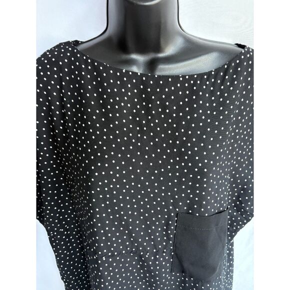 Zara Basics Polka Dot Batwing Top Size L Pinup Retro 70s 60s Closet Staple Long - Picture 2 of 10